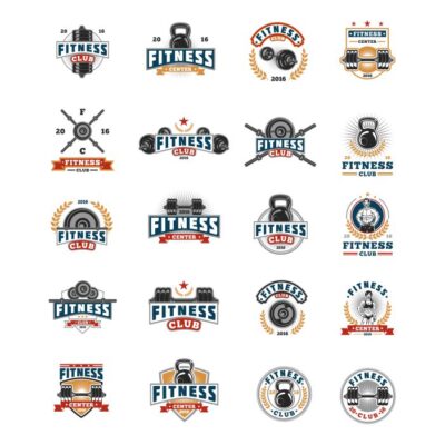 طرح وکتور ست برچسب ها - بدنسازی - جدا شده - سفید -2