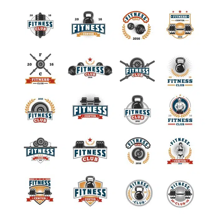 set bodybuilding badges stickers isolated white 2 1 طرح وکتور شبح های ژیمناست - تمرین ژست ها