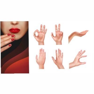 طرح ست دست های مختلف - نمایش حرکات دست - ناخن های مراقبت شده