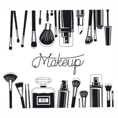 طرح وکتور قالب خالی آماده آرایشگاه با لوازم میکاپ