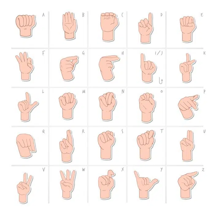 sign language alphabet in hand drawn style 1 طرح وکتور شبح های ژیمناست - تمرین ژست ها