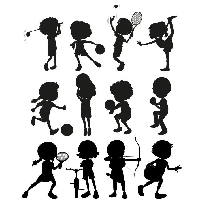 silhouette kids playing sports 1 آیکون های ورزشی - بازی ها - بک گراند