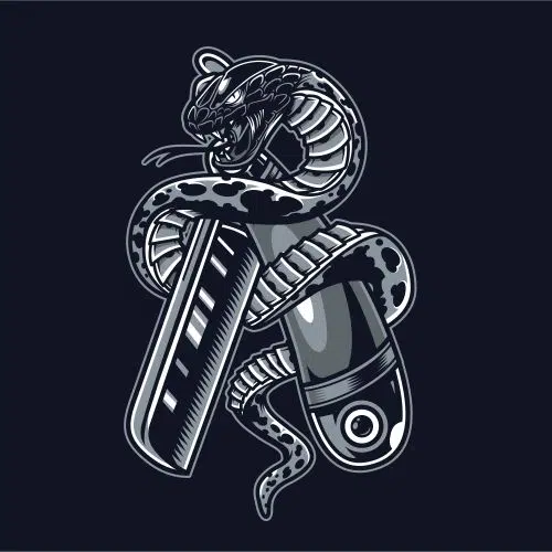 snake is wrapped around straight razor 1 لوگو