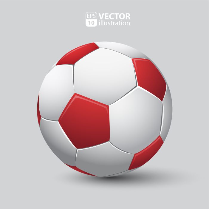 soccer ball in red and white realistic isolated 1