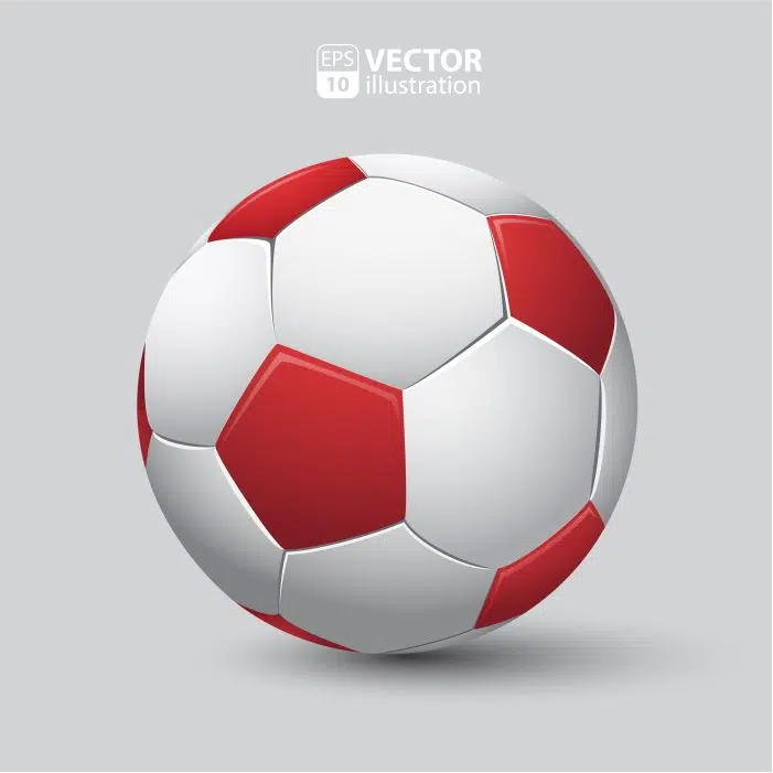soccer ball in red and white realistic isolated 1 وکتور زمین فوتبال سبز