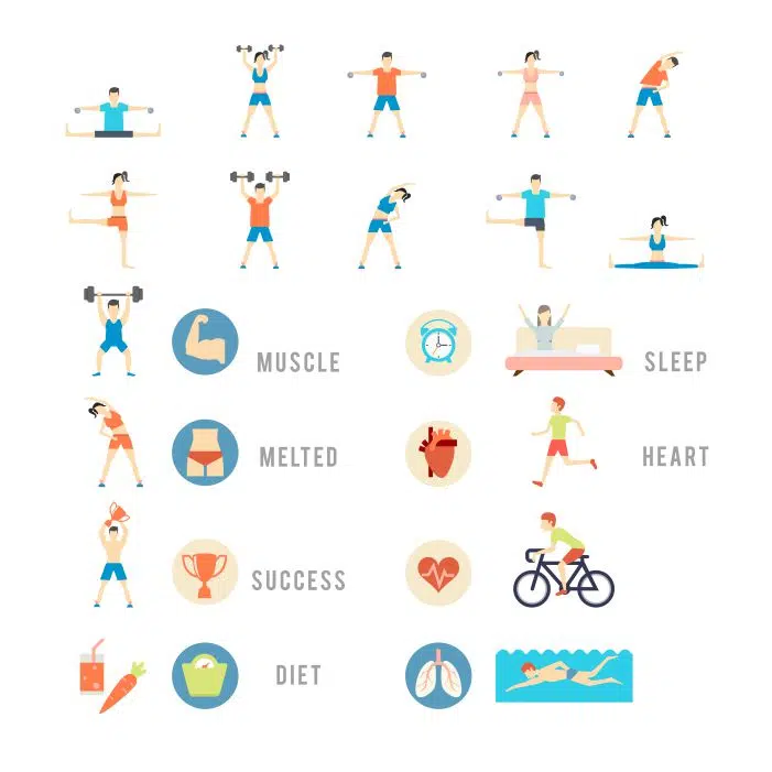 sports and health people set 1 آرم وزنه برداری