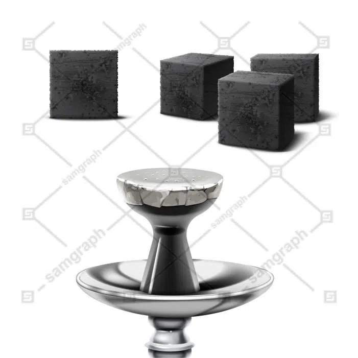 وکتور ست ذغال مکعب قلیان - لوله - پس زمینه سفید