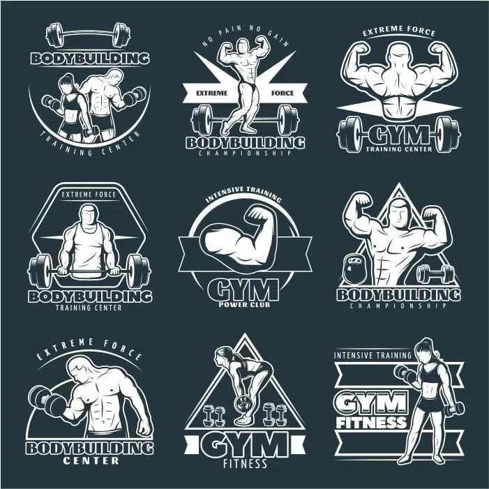 white bodybuilding logo set 1 آرم وزنه برداری