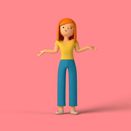 3d girl character doing no idea pose 1