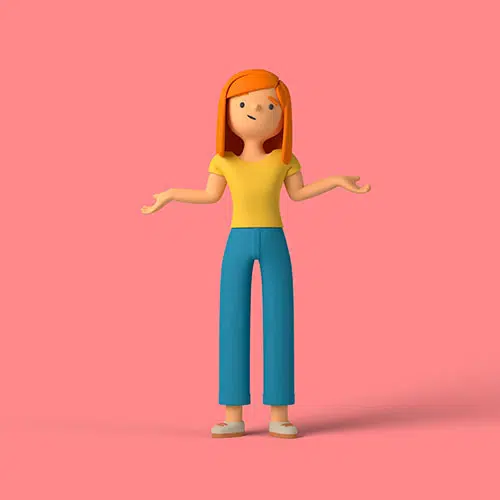 3d girl character doing no idea pose 1 شخصیت