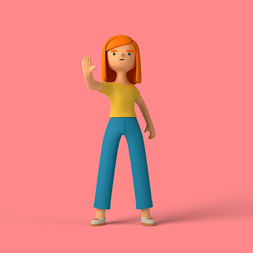 3d girl character doing stop sign 1