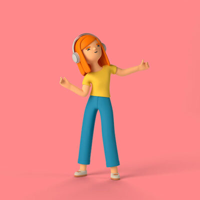 شخصیت دختر در حال گوش دادن به موسیقی