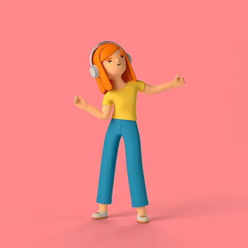 شخصیت دختر در حال گوش دادن به موسیقی 1 3d girl character listening music though headphones 1 شخصیت