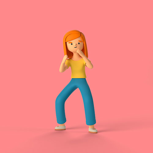 3d girl character ready fight 1 کارتون