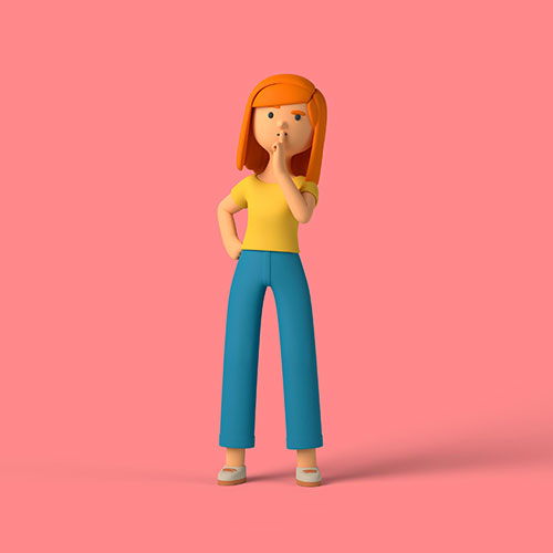 3d girl character thinking deeply 1
