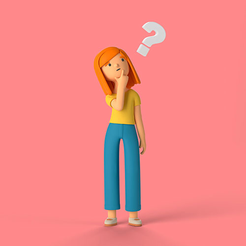 3d girl character with question mark 1 تصویرسازی-کسب و کار-مردم