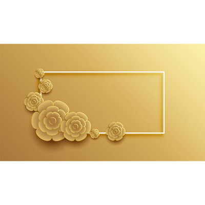 زمینه و پشت زمینه استایل سه بعدی با گل و حاشیه طلایی