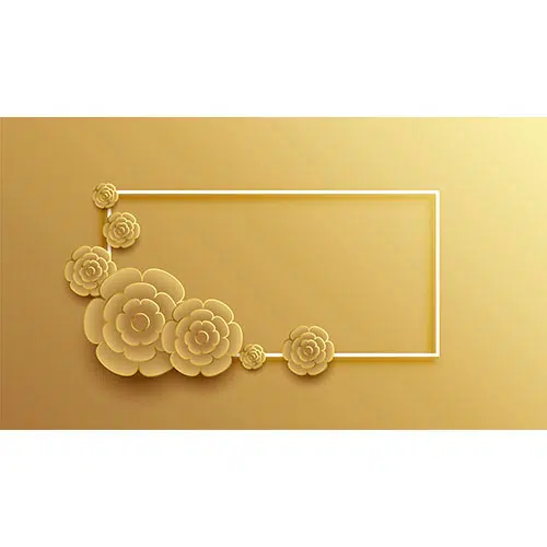 3d style golden flower frame background 1 مجموعه-گوشه-حاشیه-تصویرسازی-زینتی-قاب-تک رنگ-سبک