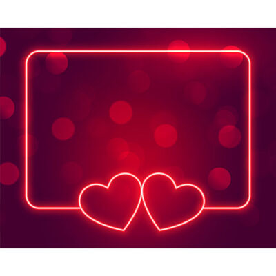کادر خالی نئون زیبا با قلب و حاشیه آماده نوشتن متن