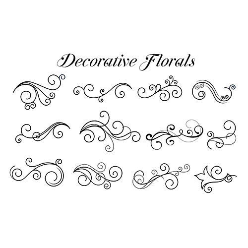 Decorative swirl floral ornaments collection 1 وکتور