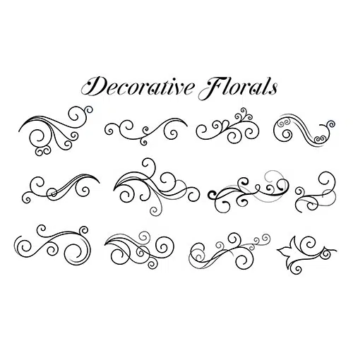 Decorative swirl floral ornaments collection 1 مجموعه-گوشه-حاشیه-تصویرسازی-زینتی-قاب-تک رنگ-سبک