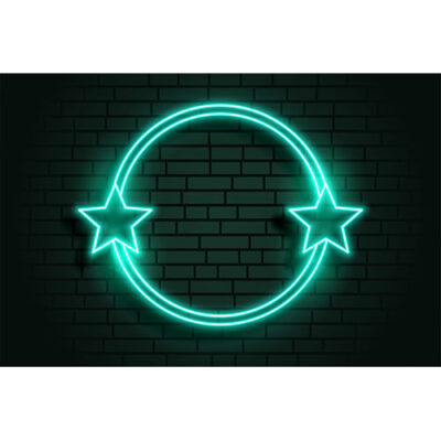 طرح دایره نئونی با دو ستاره در کناره ها