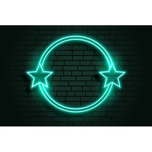 Glowing star neon circular frame with text space 1 طرح