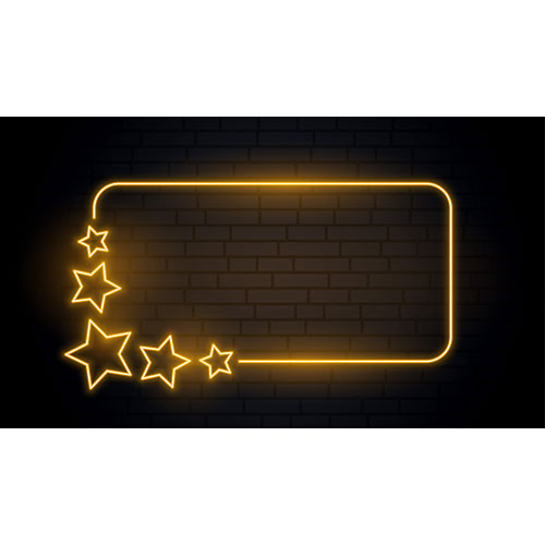 Golden stars neon glowing frame design 1 ماکت-پوستر-نمای-خالی-بالا
