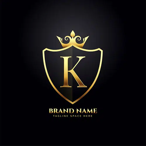 Letter k luxury logo concept with golden crown 1 وکتور-برگ-سبز-بزرگ-گرمسیری-هیولا-گیاه-ایزوله-زمینه-سفید