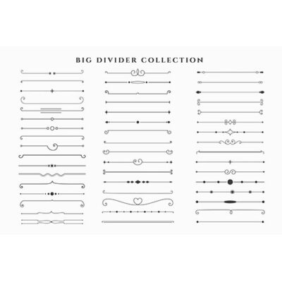 ست کامل وکتور خطوط جدا کننده متن در کارد و حاشیه
