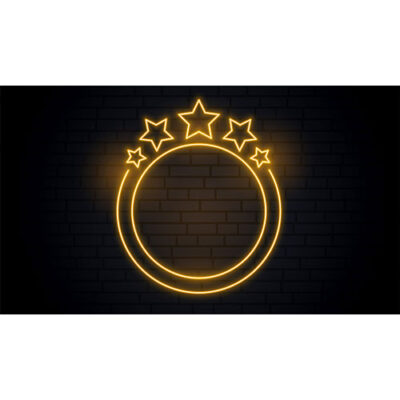 قاب زیبا طلایی نئون دایره ای شکل با ستاره