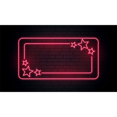 کادر و حاشیه نئون قرمز با ستاره و فضای خالی نوشتن و تایپوگرافی