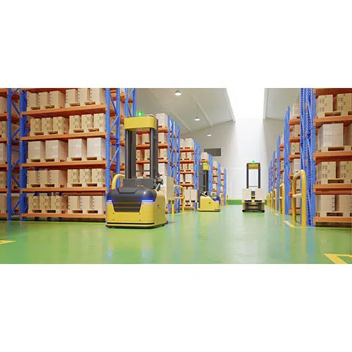 agv forklift trucks transport more with safety warehouse 3d rendering 1 تصویر