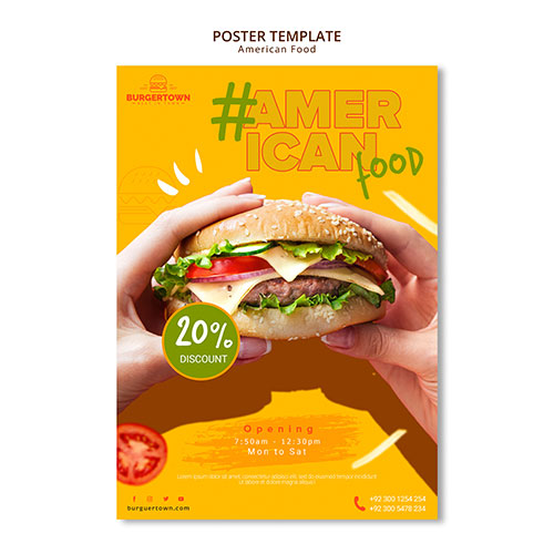 american food poster template 1 همبرگر-رستوران-منو-قالب