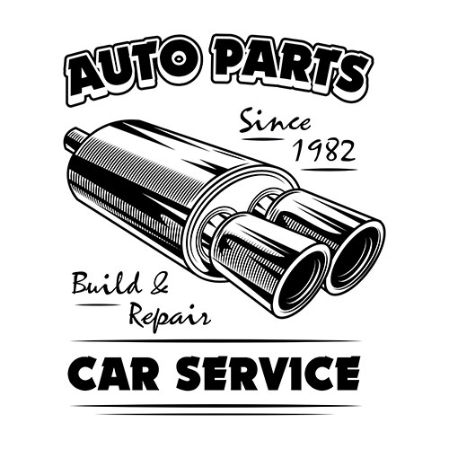 auto parts vector illustration chrome double exhaust pipe build repair text car service garage concept 1 عکس
