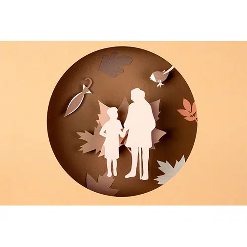 ترکیب مادر بزرگ و نوه دختر به سبک کاغذی 1 autumn composition paper style 2 ترکیب