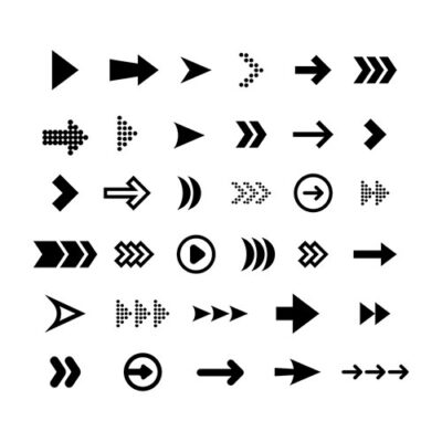 مجموعه وکتور سیاه و سفید فلش های مدرن