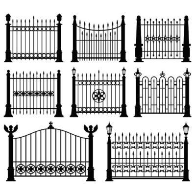 طرح وکتور مجموعه نرده های دروازه آهنی