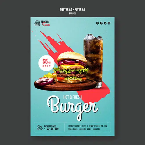 burger concept flyer template 1 تصویر