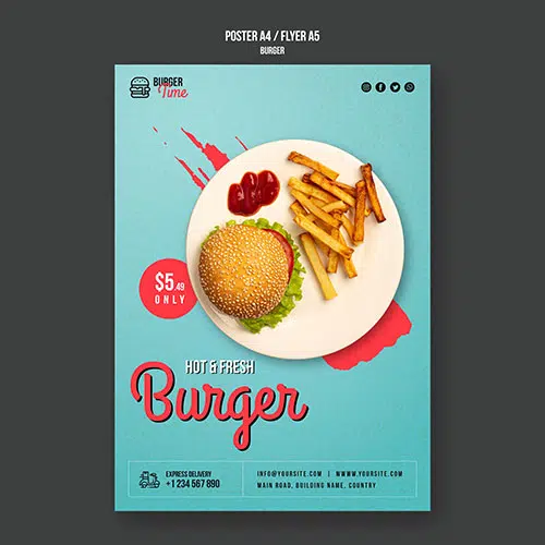 burger concept flyer template 2 1 تصویر