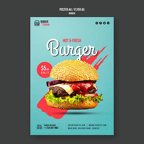 burger concept poster template 1 تصویر