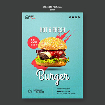 بنر و تصویر با کیفیت تراکت همبرگر با کیفیت