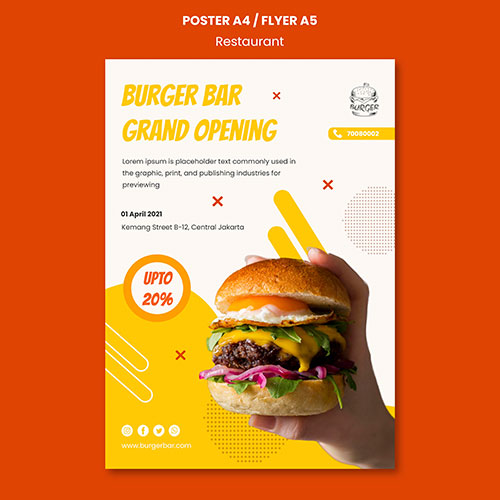 burger restaurant poster template 1 طرح گوشت گاو خام - قلب