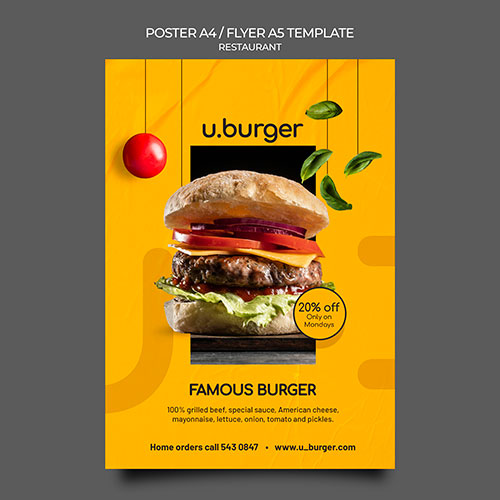 burger restaurant print template 1 همبرگر-رستوران-منو-قالب