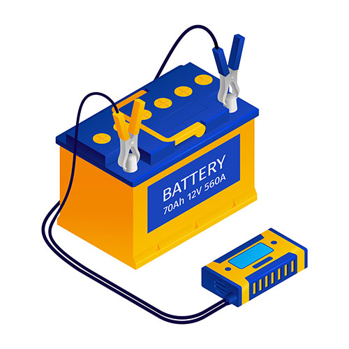 car battery charger with jump starter connection wire kit illustration 1 آیکون سه بعدی جعبه با نماد تیک