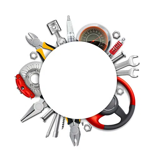 car parts realistic frame with tools 1 طرح
