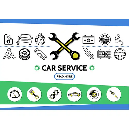 car service line icons set with oil automobile tire speedometer battery wrenches transmission radiator 1 طرح