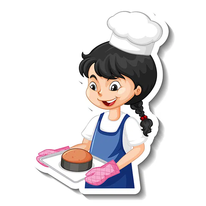 cartoon character sticker with baker girl 1 انواع پیکان-برچسب-طرح مسطح