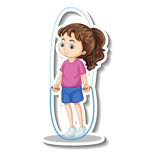 cartoon character sticker with girl jumping rope 1 انواع پیکان-برچسب-طرح مسطح
