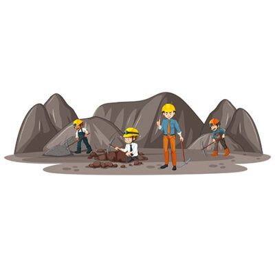 صحنه استخراج زغال سنگ با مهندسان